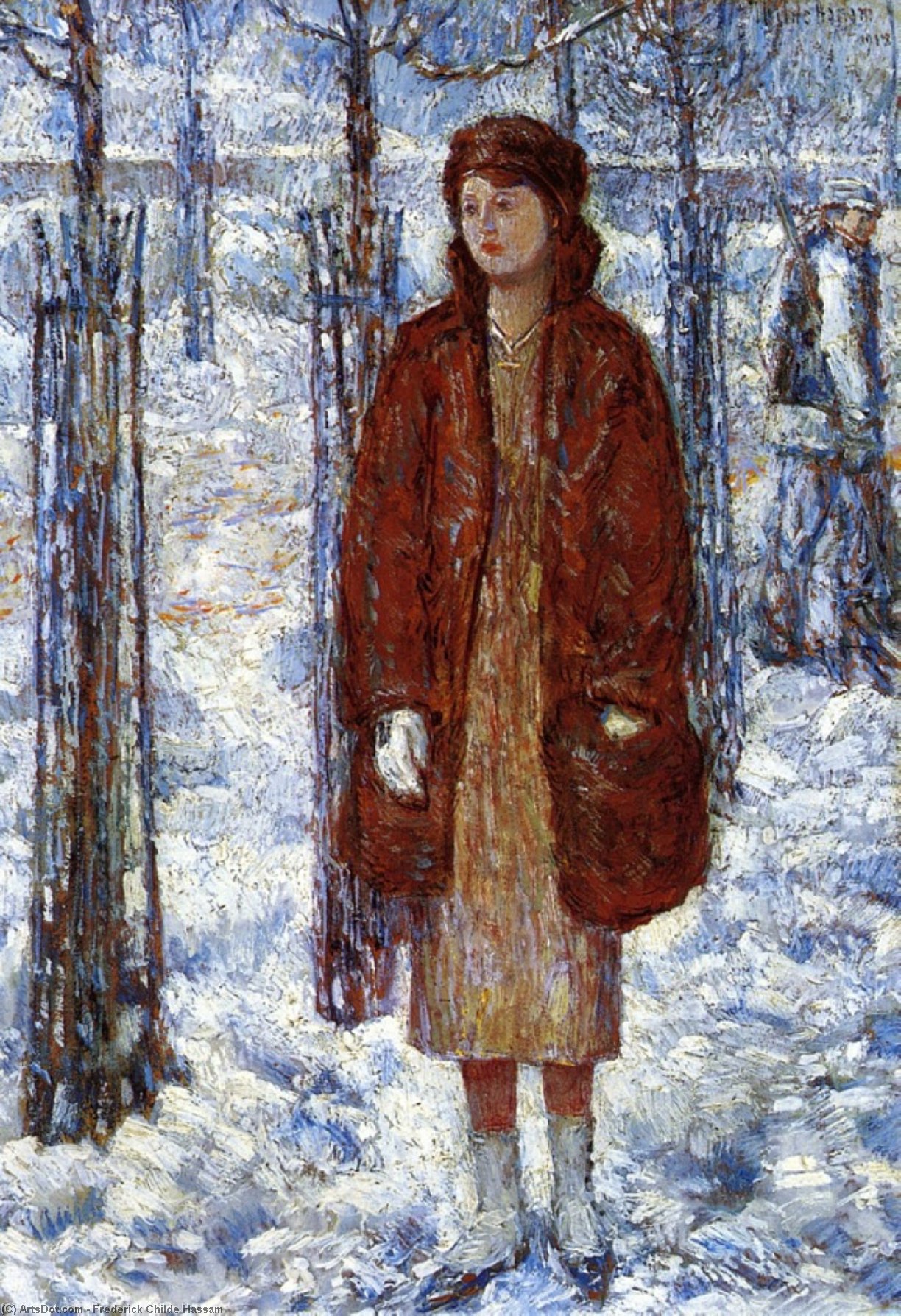WikiOO.org – 美術百科全書 - 繪畫，作品 Frederick Childe Hassam - 白雪皑皑 冬季  的  1918   新  纽约