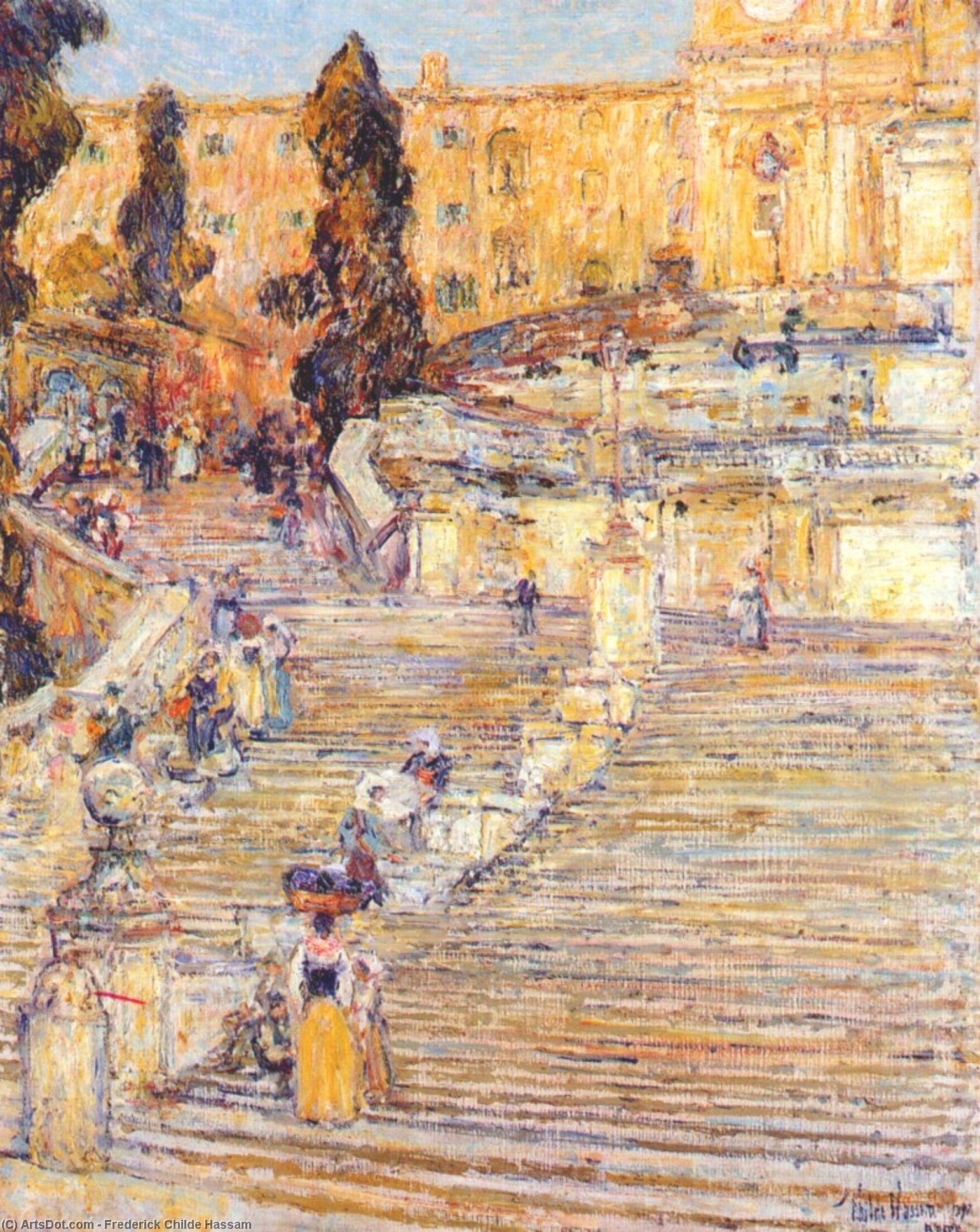 Wikioo.org - The Encyclopedia of Fine Arts - Painting, Artwork by Frederick Childe Hassam - The Spanish Steps, Rome