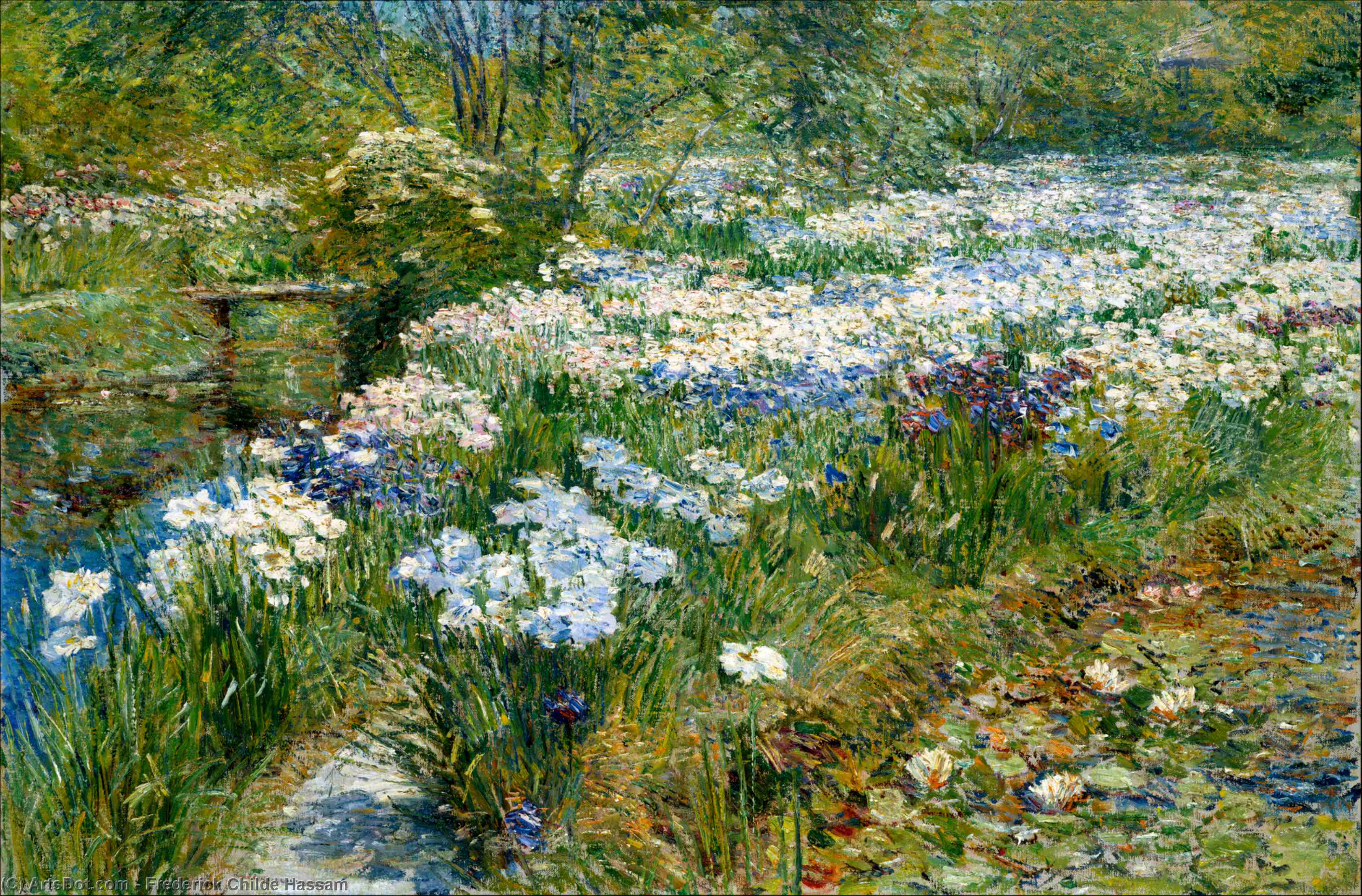 Wikioo.org - The Encyclopedia of Fine Arts - Painting, Artwork by Frederick Childe Hassam - The Water Garden