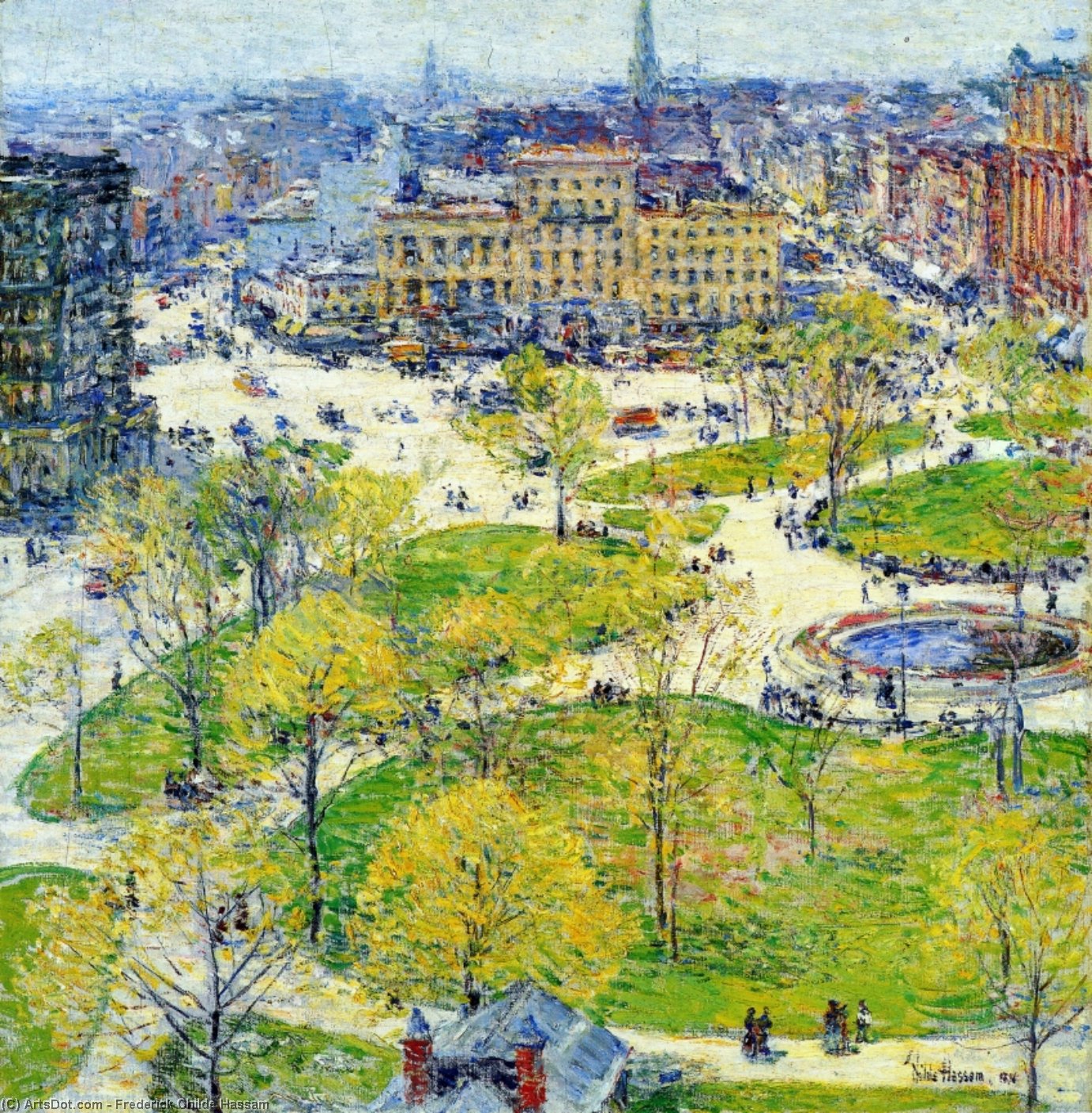 Wikioo.org - The Encyclopedia of Fine Arts - Painting, Artwork by Frederick Childe Hassam - Union Square in Spring