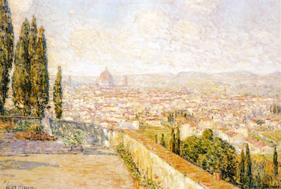 Wikoo.org - موسوعة الفنون الجميلة - اللوحة، العمل الفني Frederick Childe Hassam - View of Florence from San Miniato
