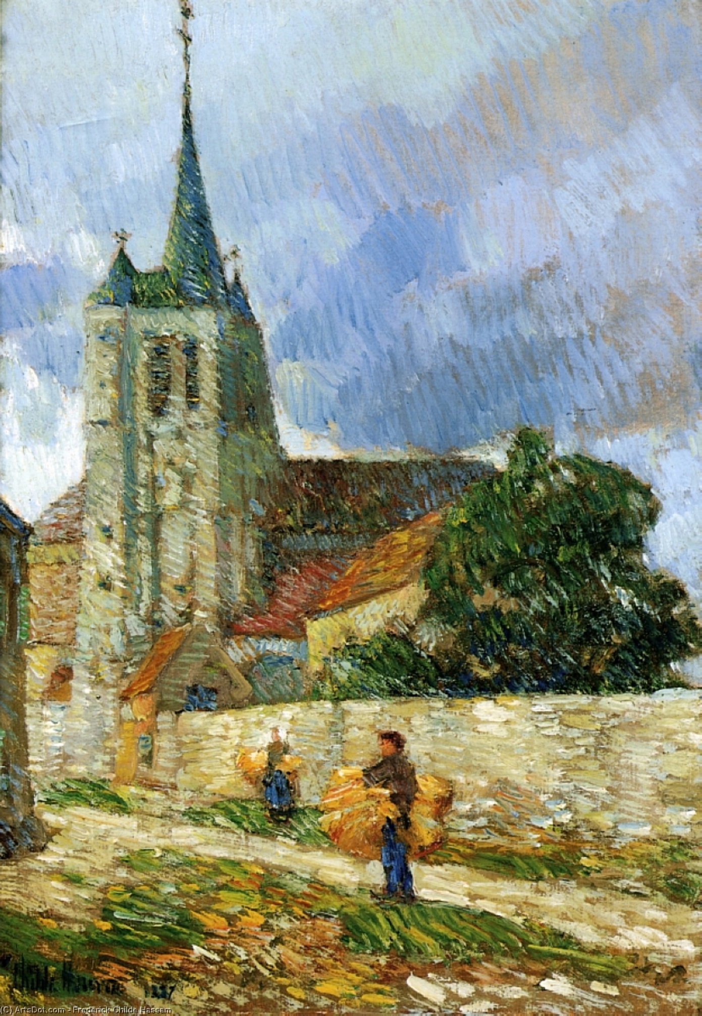 Wikioo.org - The Encyclopedia of Fine Arts - Painting, Artwork by Frederick Childe Hassam - Village Scene, Breton