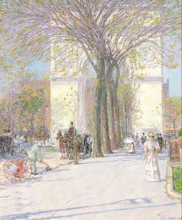 Wikioo.org - The Encyclopedia of Fine Arts - Painting, Artwork by Frederick Childe Hassam - Washington Arch in Spring