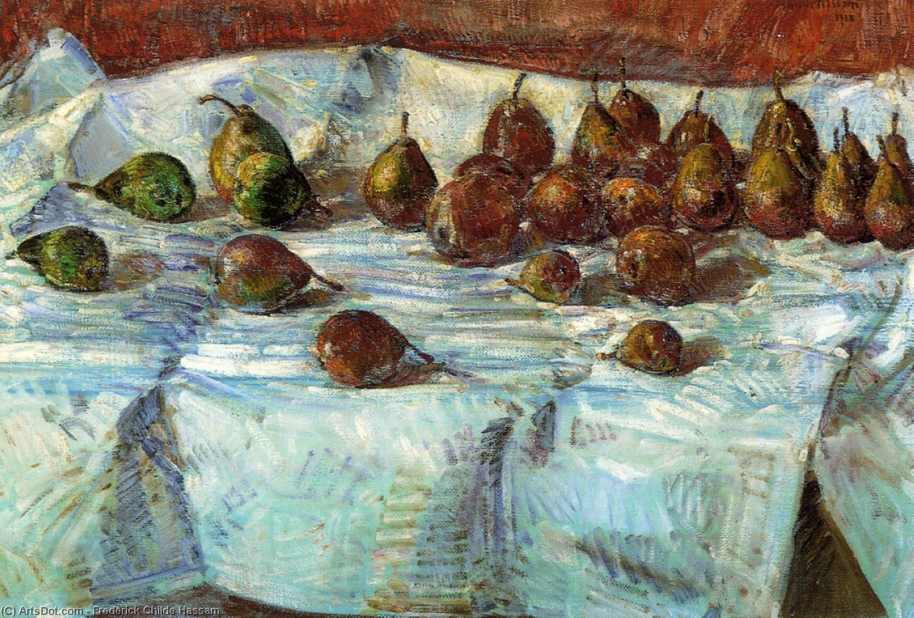 Wikioo.org - The Encyclopedia of Fine Arts - Painting, Artwork by Frederick Childe Hassam - Winter Sickle Pears