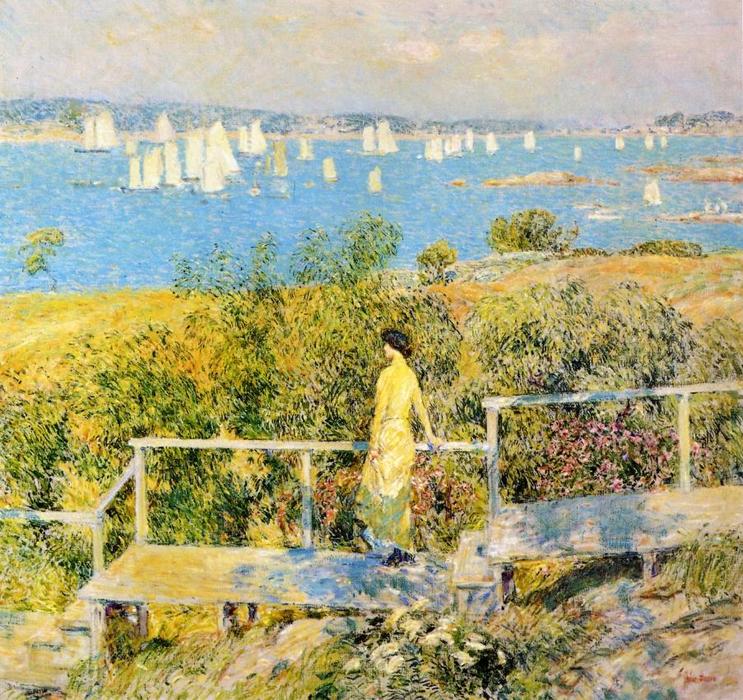 Wikioo.org - The Encyclopedia of Fine Arts - Painting, Artwork by Frederick Childe Hassam - Yachts, Gloucester Harbor