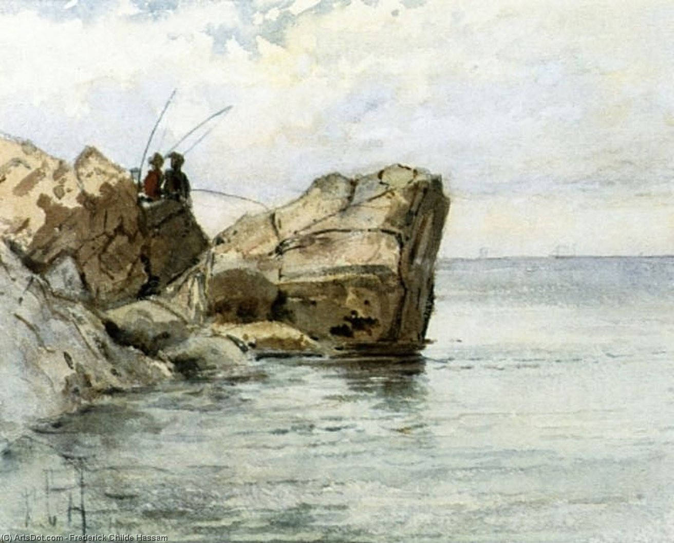 Wikioo.org – La Enciclopedia de las Bellas Artes - Pintura, Obras de arte de Frederick Childe Hassam - Los pescadores jóvenes
