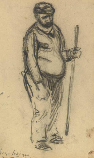 WikiOO.org - Encyclopedia of Fine Arts - Malba, Artwork George Benjamin Luks - A man holding a staff