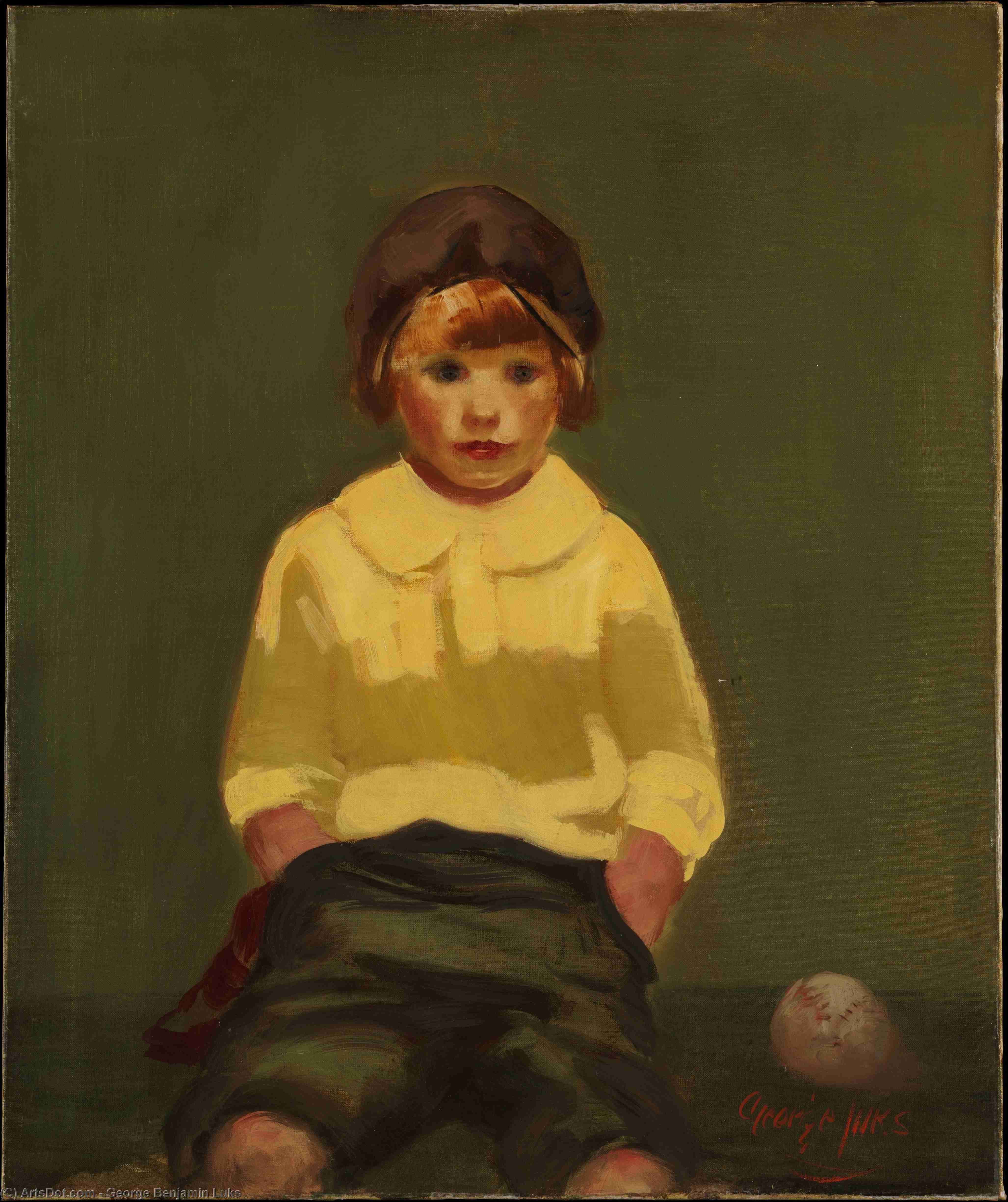 WikiOO.org - دایره المعارف هنرهای زیبا - نقاشی، آثار هنری George Benjamin Luks - Boy with Baseball