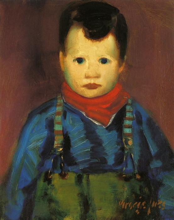 WikiOO.org - Enciclopedia of Fine Arts - Pictura, lucrări de artă George Benjamin Luks - Boy with Suspenders