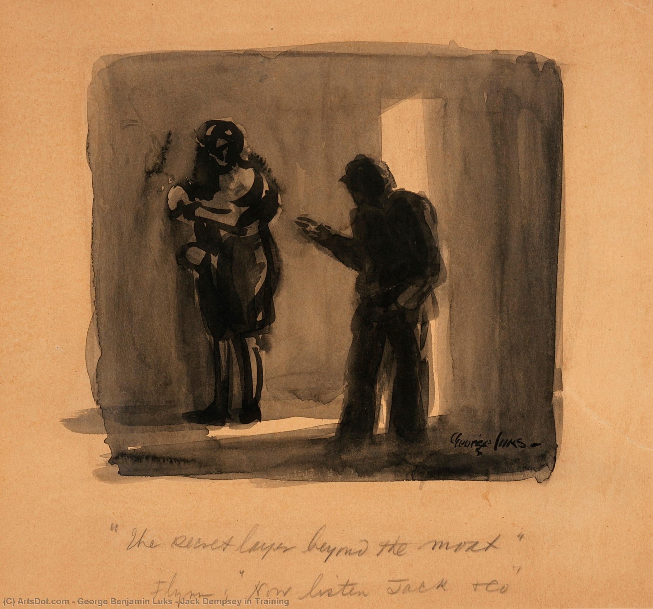 WikiOO.org - دایره المعارف هنرهای زیبا - نقاشی، آثار هنری George Benjamin Luks - Jack Dempsey in Training