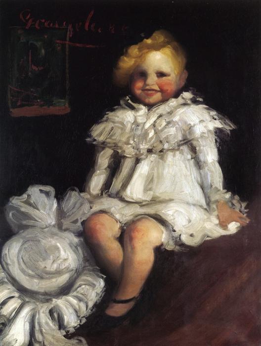 Wikioo.org - The Encyclopedia of Fine Arts - Painting, Artwork by George Benjamin Luks - Little Lore with Her Hat