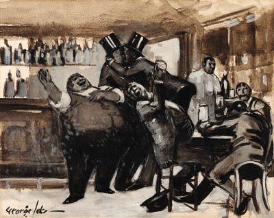 Wikioo.org - The Encyclopedia of Fine Arts - Painting, Artwork by George Benjamin Luks - Paddy the Pigs at 36th and 6th Avenue