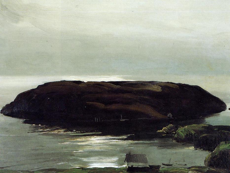 WikiOO.org - 百科事典 - 絵画、アートワーク George Wesley Bellows - 一つの 島 教会に 海