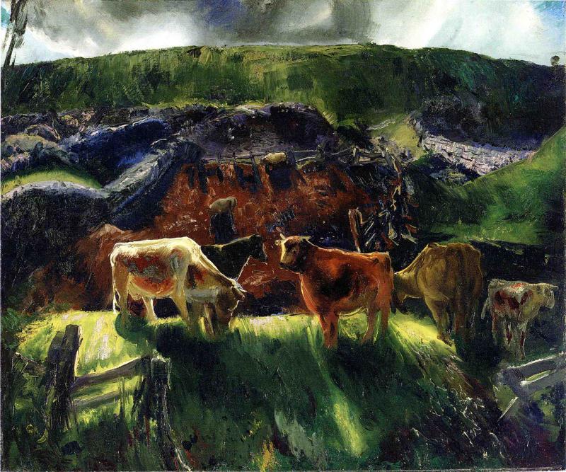 Wikioo.org - The Encyclopedia of Fine Arts - Painting, Artwork by George Wesley Bellows - Cattle and Pig Pen