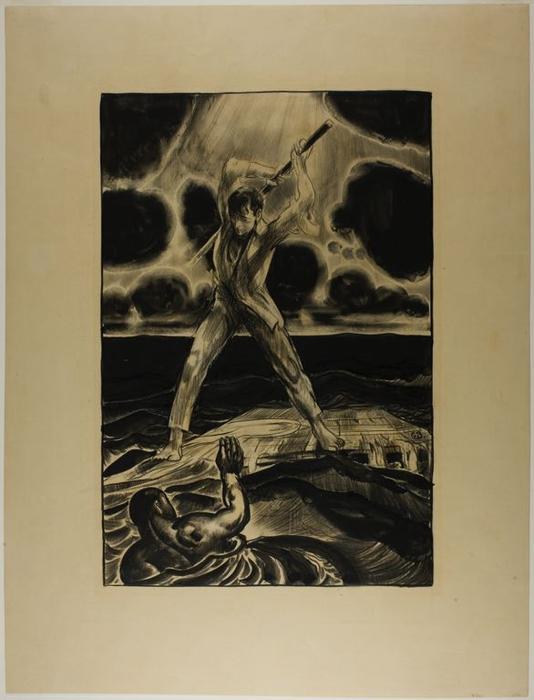 WikiOO.org - Encyclopedia of Fine Arts - Lukisan, Artwork George Wesley Bellows - Drawing for ''The Black Hand''