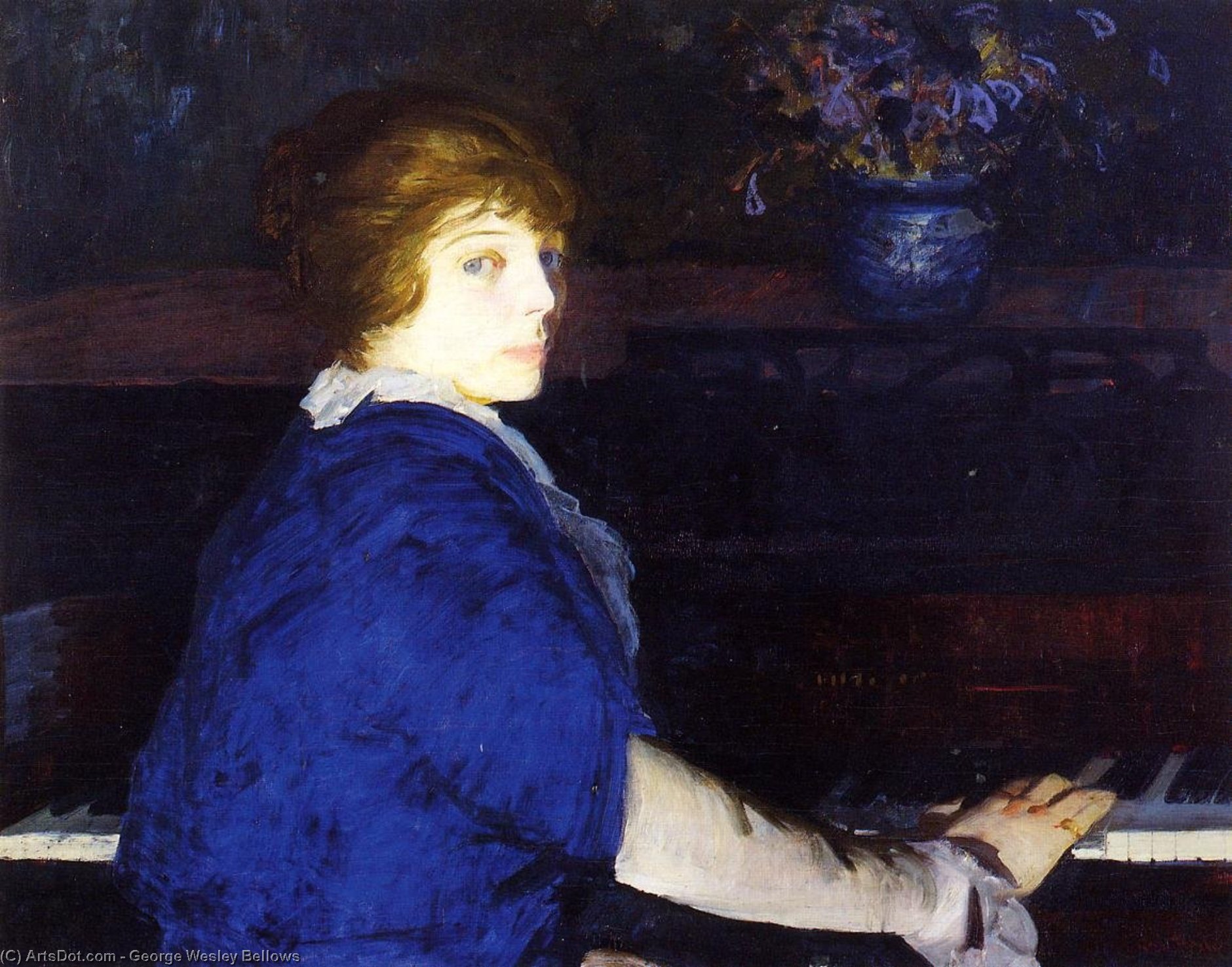 WikiOO.org - אנציקלופדיה לאמנויות יפות - ציור, יצירות אמנות George Wesley Bellows - Emma at the Piano
