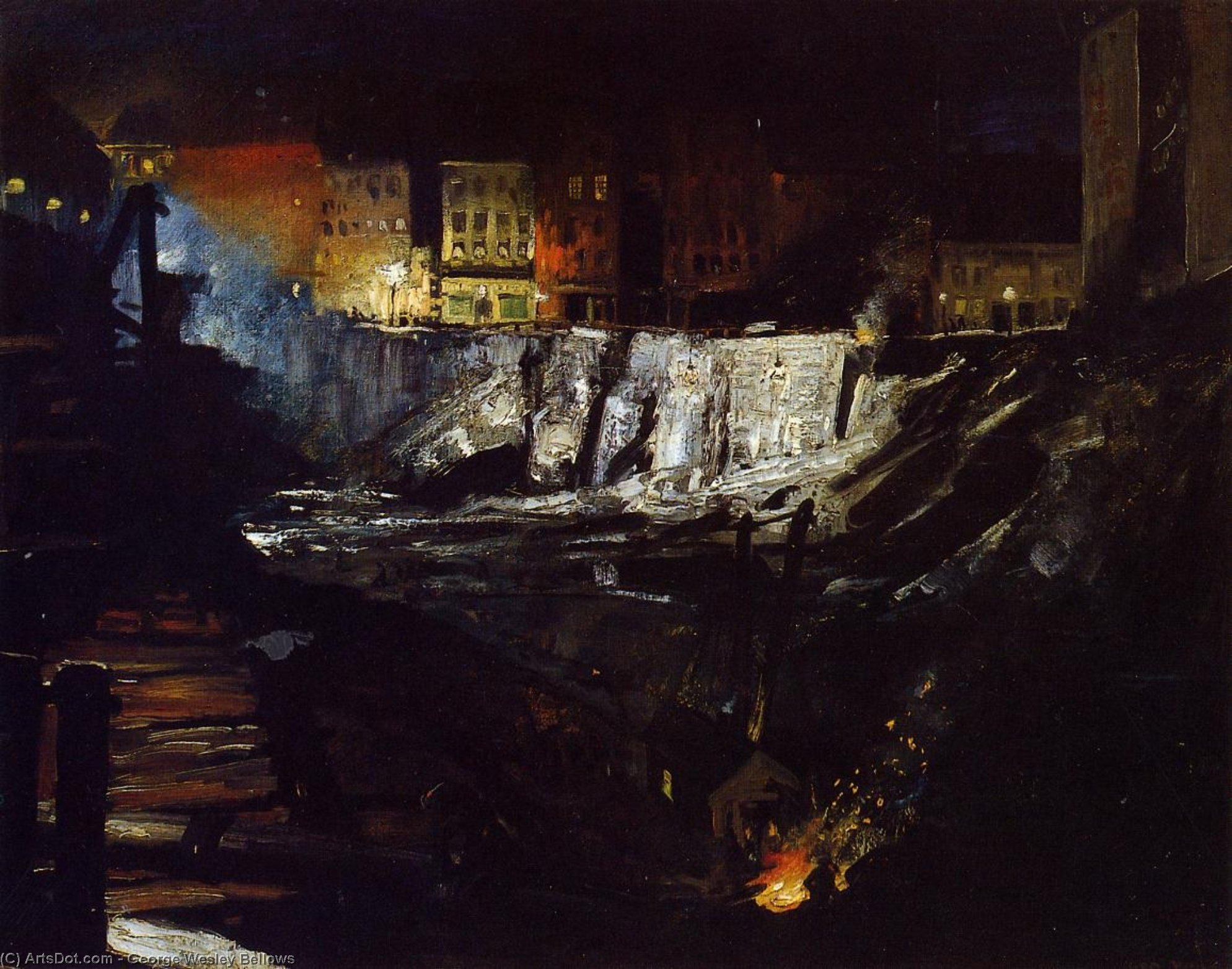 Wikioo.org - Bách khoa toàn thư về mỹ thuật - Vẽ tranh, Tác phẩm nghệ thuật George Wesley Bellows - Excavation at Night