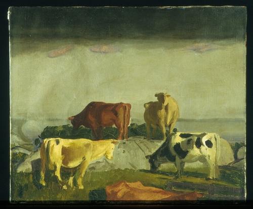 Wikioo.org – La Enciclopedia de las Bellas Artes - Pintura, Obras de arte de George Wesley Bellows - cinco vacas