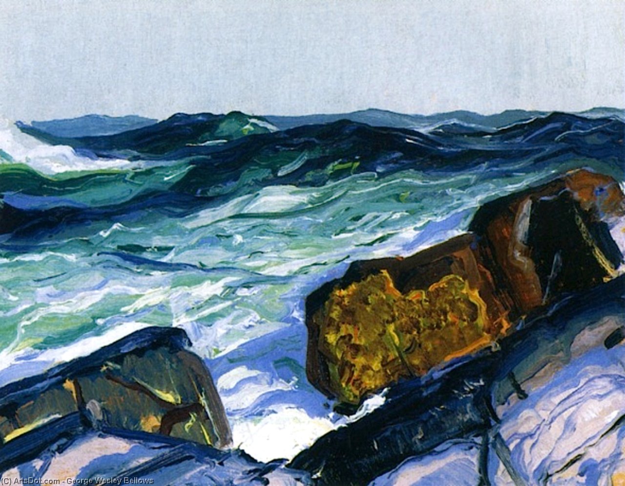 Wikioo.org - The Encyclopedia of Fine Arts - Painting, Artwork by George Wesley Bellows - Iron Coast, Monhegan