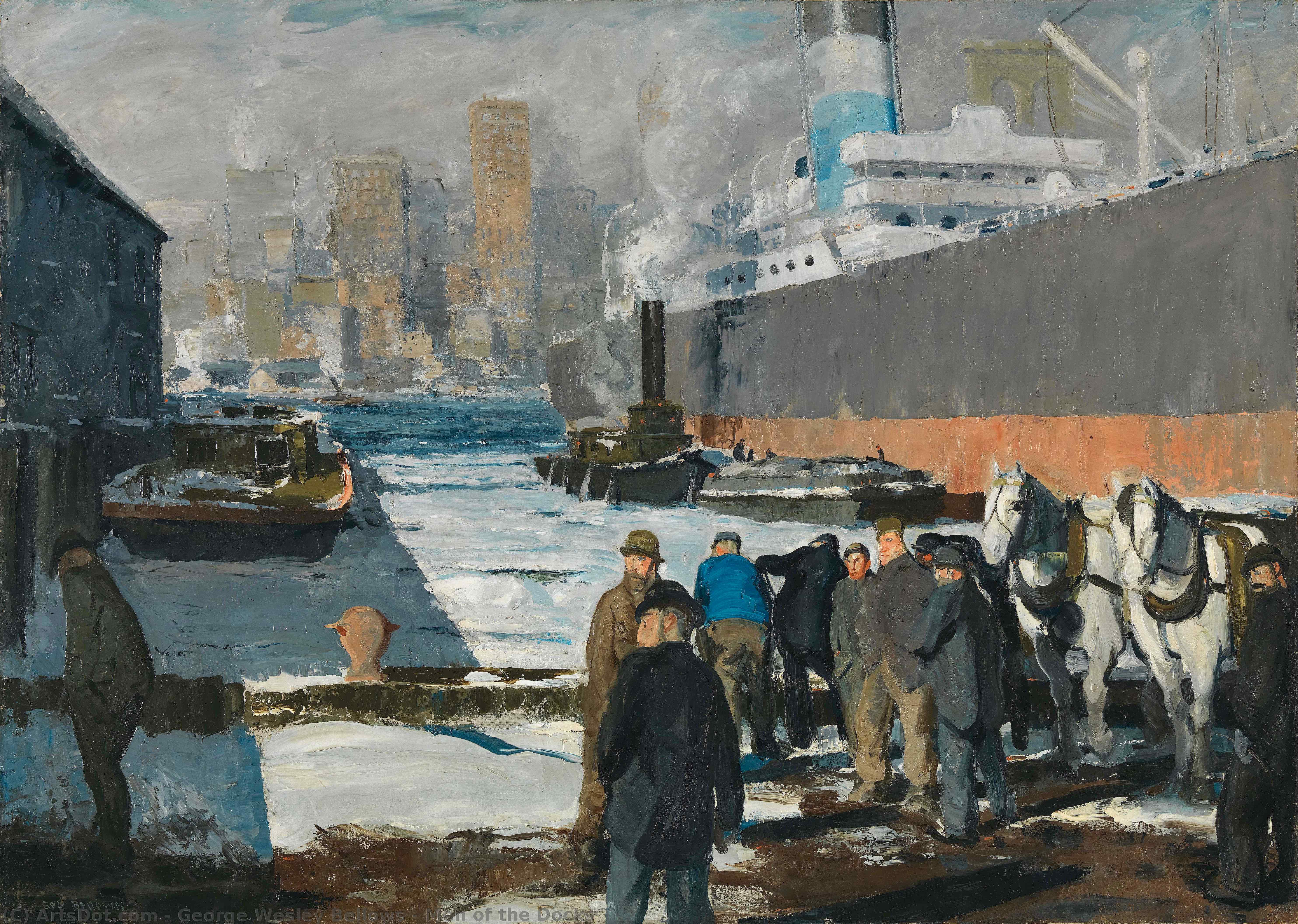 WikiOO.org - Encyclopedia of Fine Arts - Målning, konstverk George Wesley Bellows - Men of the Docks