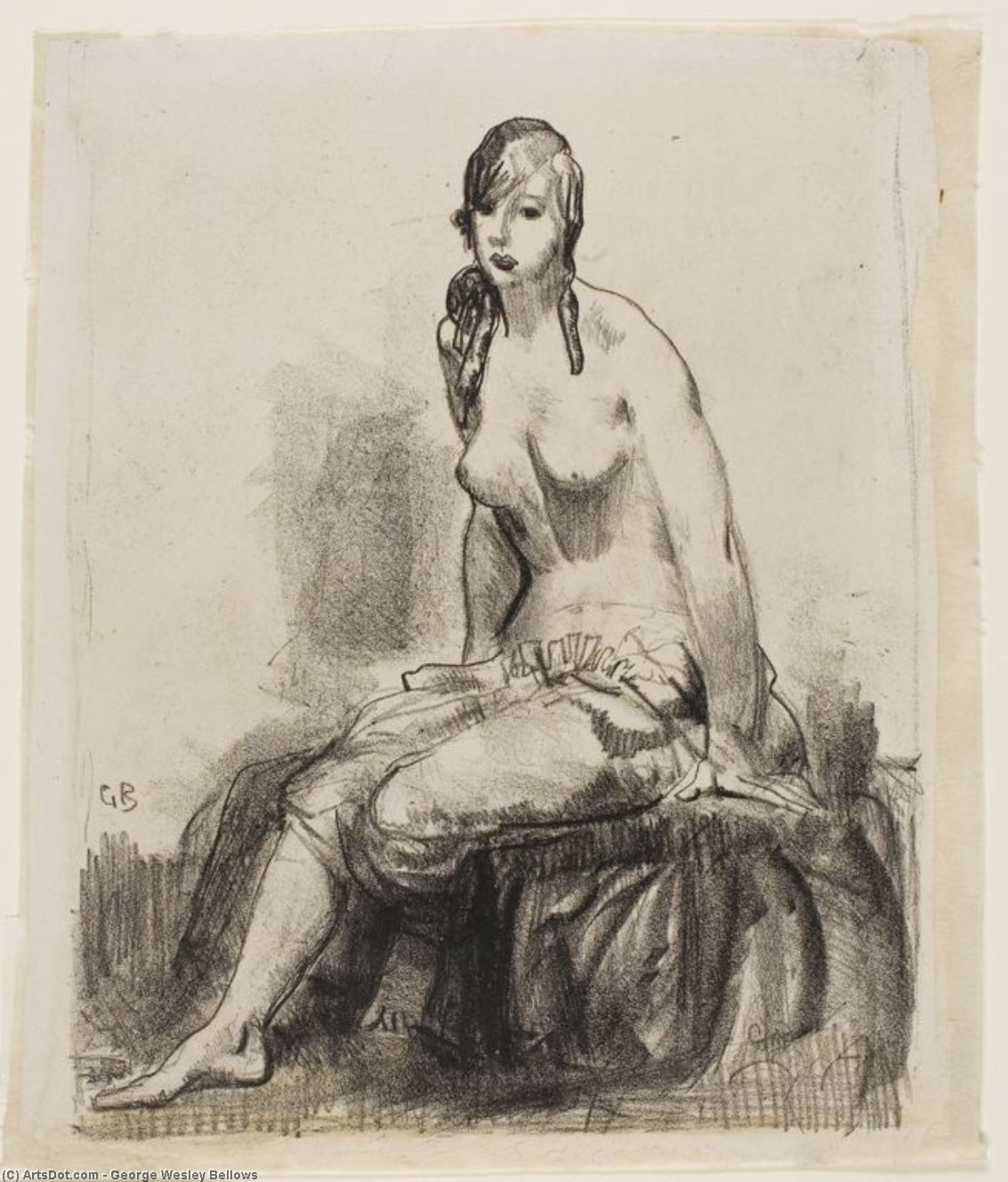 Wikioo.org - The Encyclopedia of Fine Arts - Painting, Artwork by George Wesley Bellows - Morning, Nude Sketch