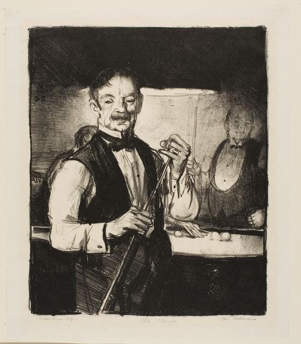 WikiOO.org - Encyclopedia of Fine Arts - Lukisan, Artwork George Wesley Bellows - Old Billiard Player