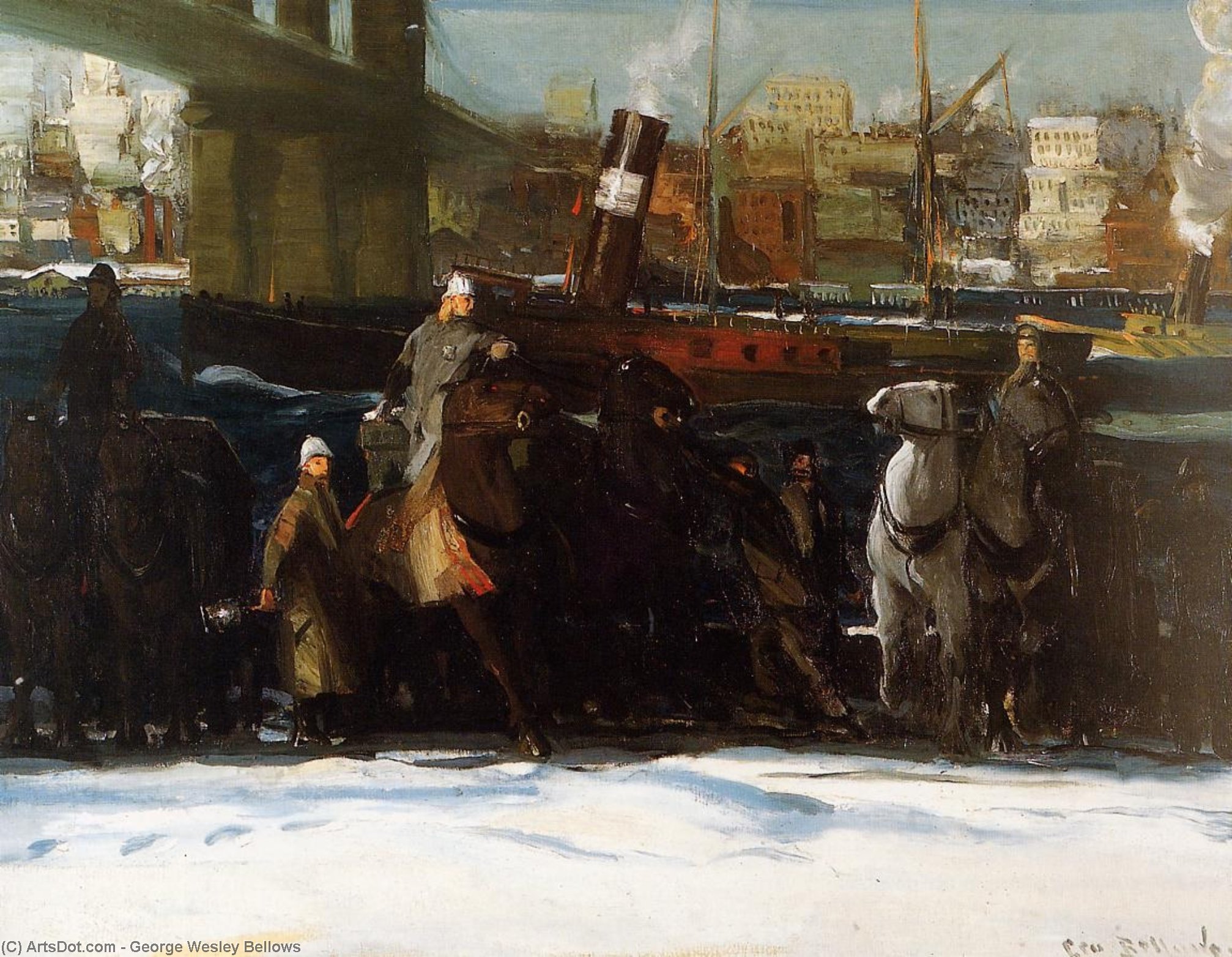 Wikioo.org - The Encyclopedia of Fine Arts - Painting, Artwork by George Wesley Bellows - Snow Dumpers