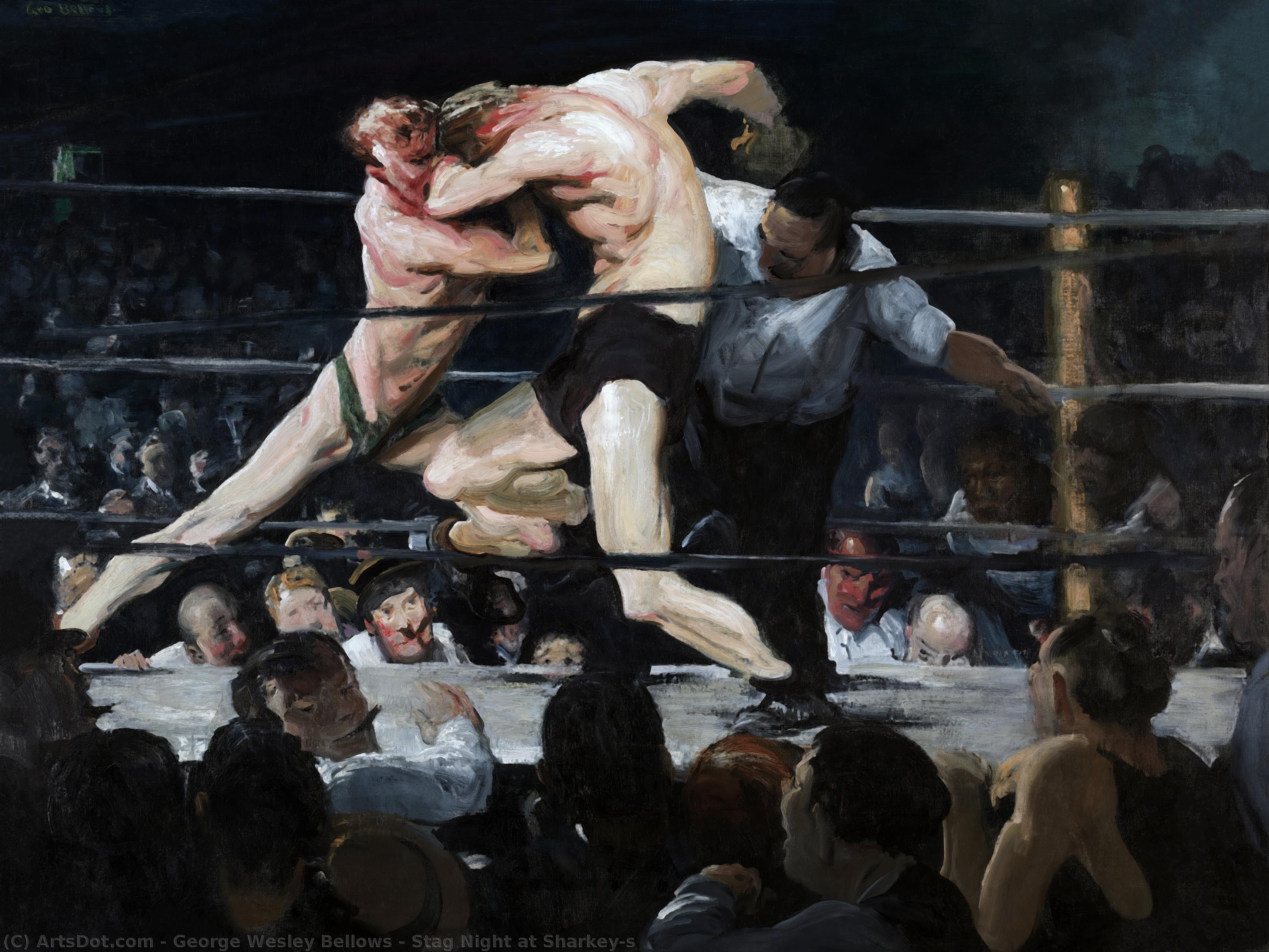 Wikioo.org - สารานุกรมวิจิตรศิลป์ - จิตรกรรม George Wesley Bellows - Stag Night at Sharkey's