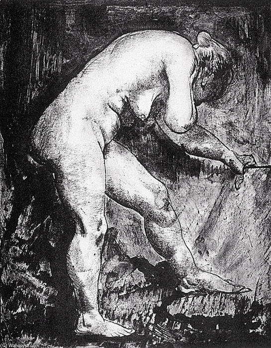 WikiOO.org - Encyclopedia of Fine Arts - Maalaus, taideteos George Wesley Bellows - Standing Nude Bending Forward