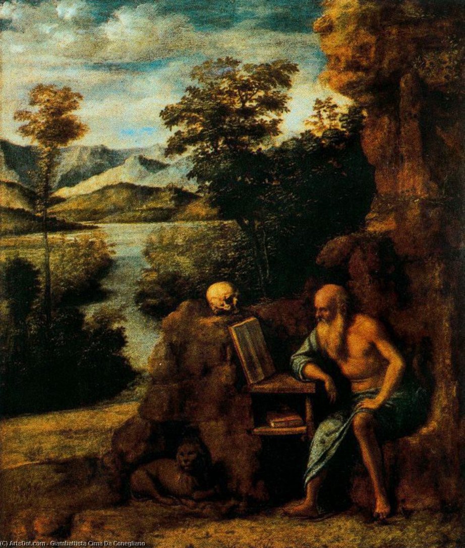Wikioo.org - The Encyclopedia of Fine Arts - Painting, Artwork by Giovanni Battista Cima Da Conegliano - Saint Jerome in yhe desert