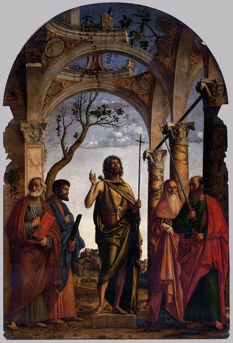 WikiOO.org – 美術百科全書 - 繪畫，作品 Giovanni Battista Cima Da Conegliano -  st  约翰  的  浸礼者  与  圣人
