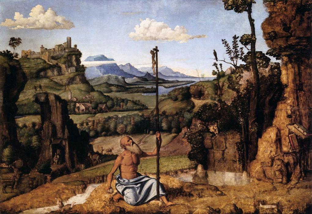 Wikioo.org - The Encyclopedia of Fine Arts - Painting, Artwork by Giovanni Battista Cima Da Conegliano - The Penitent St Jerome in the Wilderness
