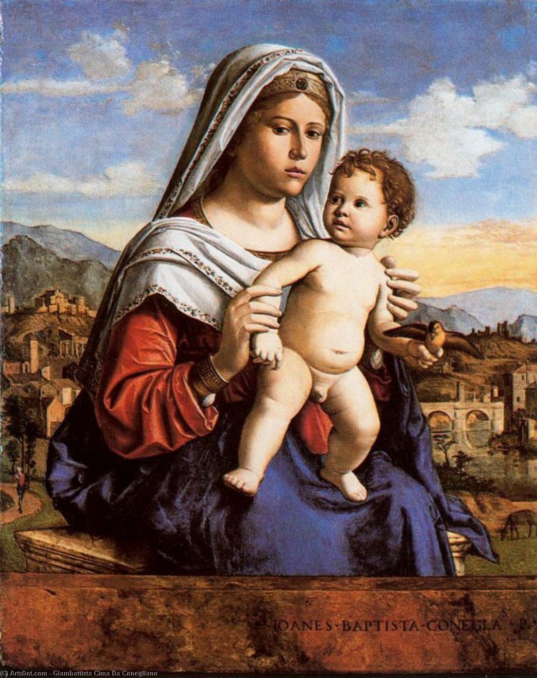 Wikioo.org - The Encyclopedia of Fine Arts - Painting, Artwork by Giovanni Battista Cima Da Conegliano - The Virgin and Child with a Goldfinch
