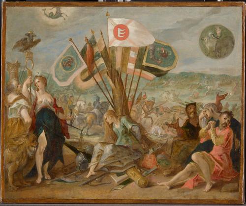 Wikioo.org - The Encyclopedia of Fine Arts - Painting, Artwork by Hans Von Aachen - Allegorie on the battle of Guraslau
