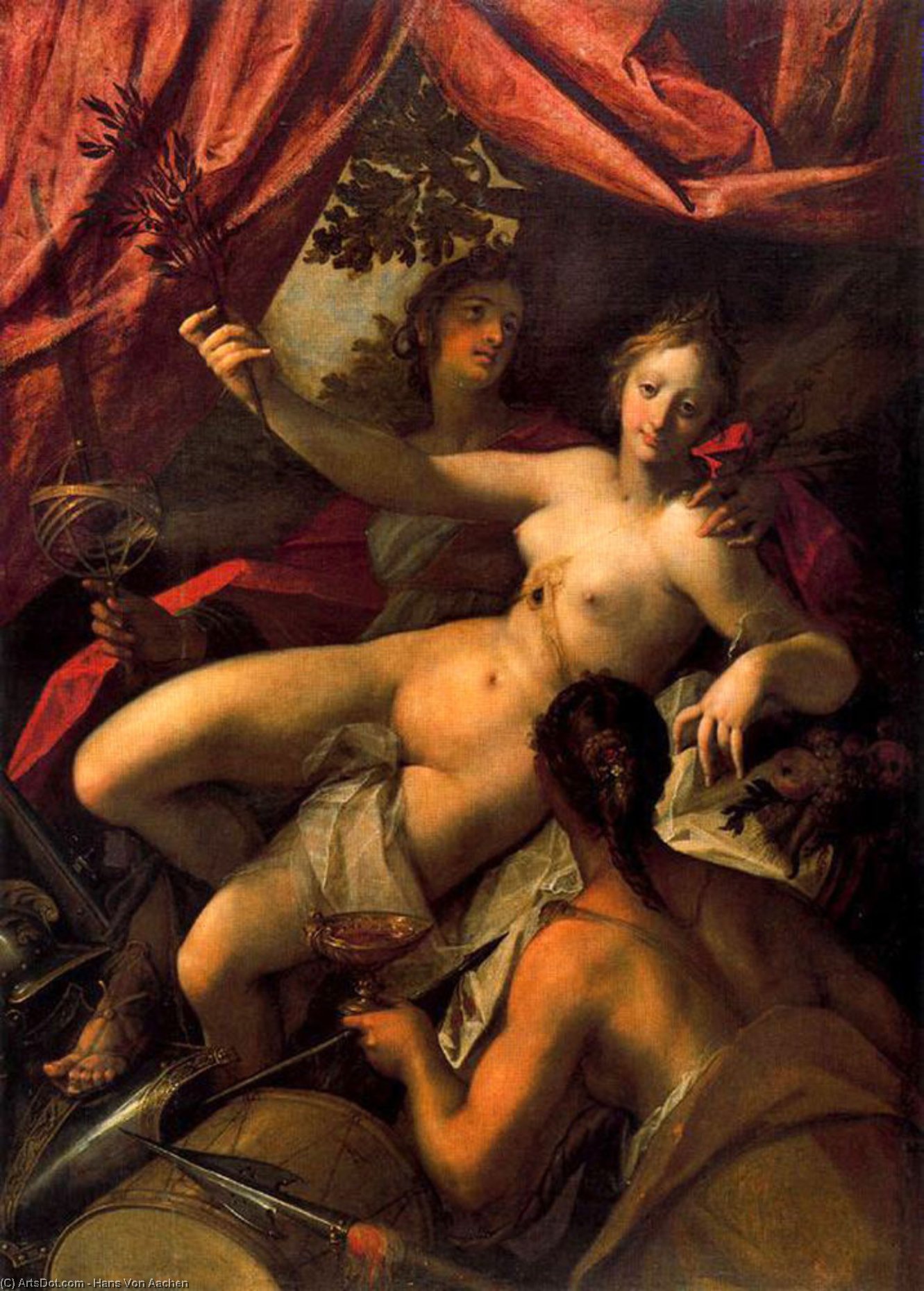 Wikioo.org - The Encyclopedia of Fine Arts - Painting, Artwork by Hans Von Aachen - Allegory of Peace, Art and Abundance