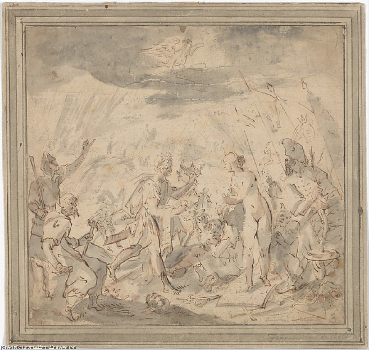 WikiOO.org - Encyclopedia of Fine Arts - Festés, Grafika Hans Von Aachen - Allegory of the Battle at Selimbar