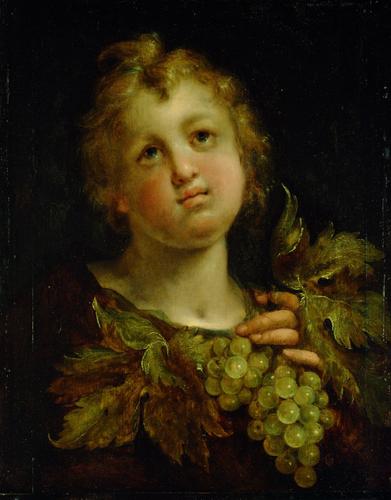 Wikioo.org – La Enciclopedia de las Bellas Artes - Pintura, Obras de arte de Hans Von Aachen - niño con uvas