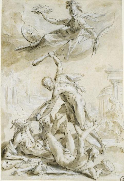 Wikioo.org - สารานุกรมวิจิตรศิลป์ - จิตรกรรม Hans Von Aachen - Hercules defeating the vices