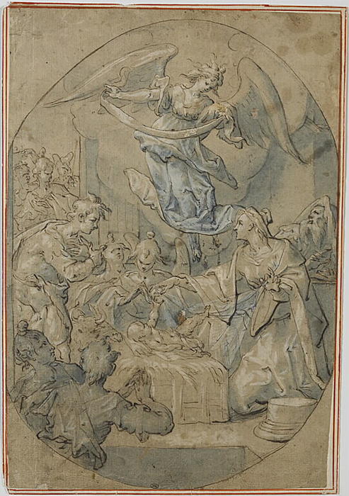 WikiOO.org - Encyclopedia of Fine Arts - Festés, Grafika Hans Von Aachen - L'Adoration des bergers