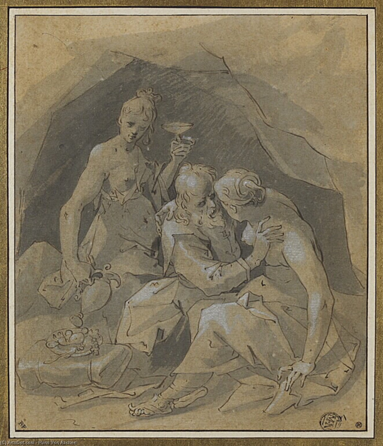 WikiOO.org - Encyclopedia of Fine Arts - Målning, konstverk Hans Von Aachen - Loth and his doughters
