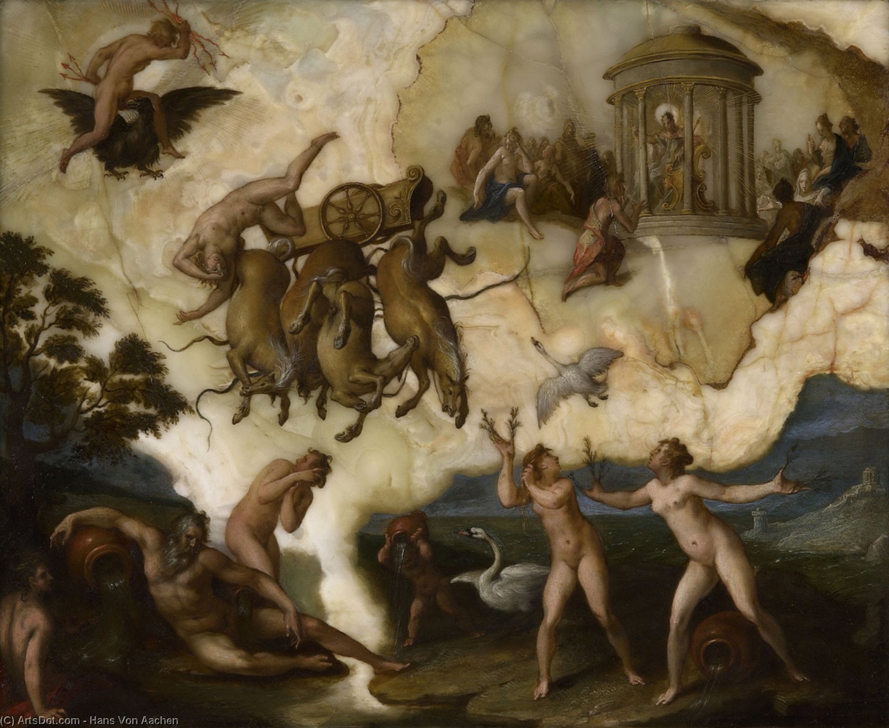 Wikioo.org – La Enciclopedia de las Bellas Artes - Pintura, Obras de arte de Hans Von Aachen - La caída de Faetón