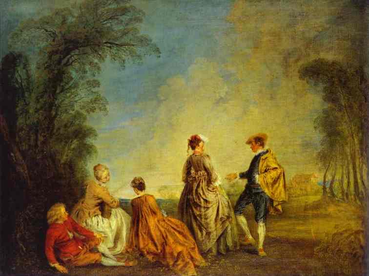 WikiOO.org - Encyclopedia of Fine Arts - Maalaus, taideteos Jean Antoine Watteau - An Embarrassing Proposal