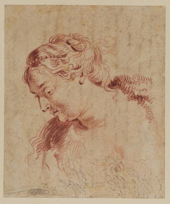 WikiOO.org – 美術百科全書 - 繪畫，作品 Jean Antoine Watteau -  女性 头  和  一些 树