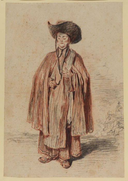 Wikioo.org - สารานุกรมวิจิตรศิลป์ - จิตรกรรม Jean Antoine Watteau - Friar, standing