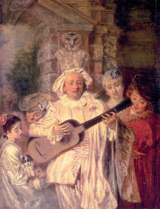 WikiOO.org - Encyclopedia of Fine Arts - Lukisan, Artwork Jean Antoine Watteau - In the Costume of Mezzetin