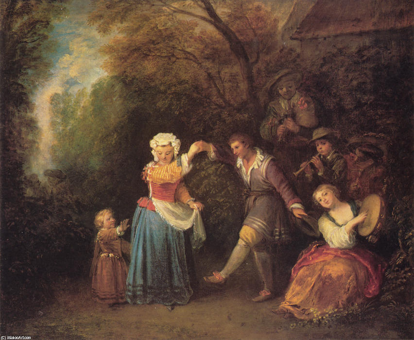 WikiOO.org - Encyclopedia of Fine Arts - Maleri, Artwork Jean Antoine Watteau - La Danse Champêtre