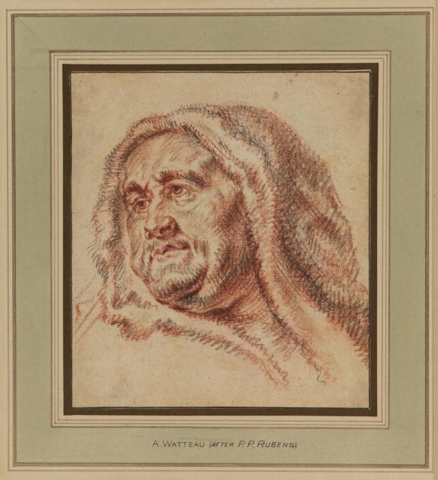 WikiOO.org - دایره المعارف هنرهای زیبا - نقاشی، آثار هنری Jean Antoine Watteau - Male head - after Rubens