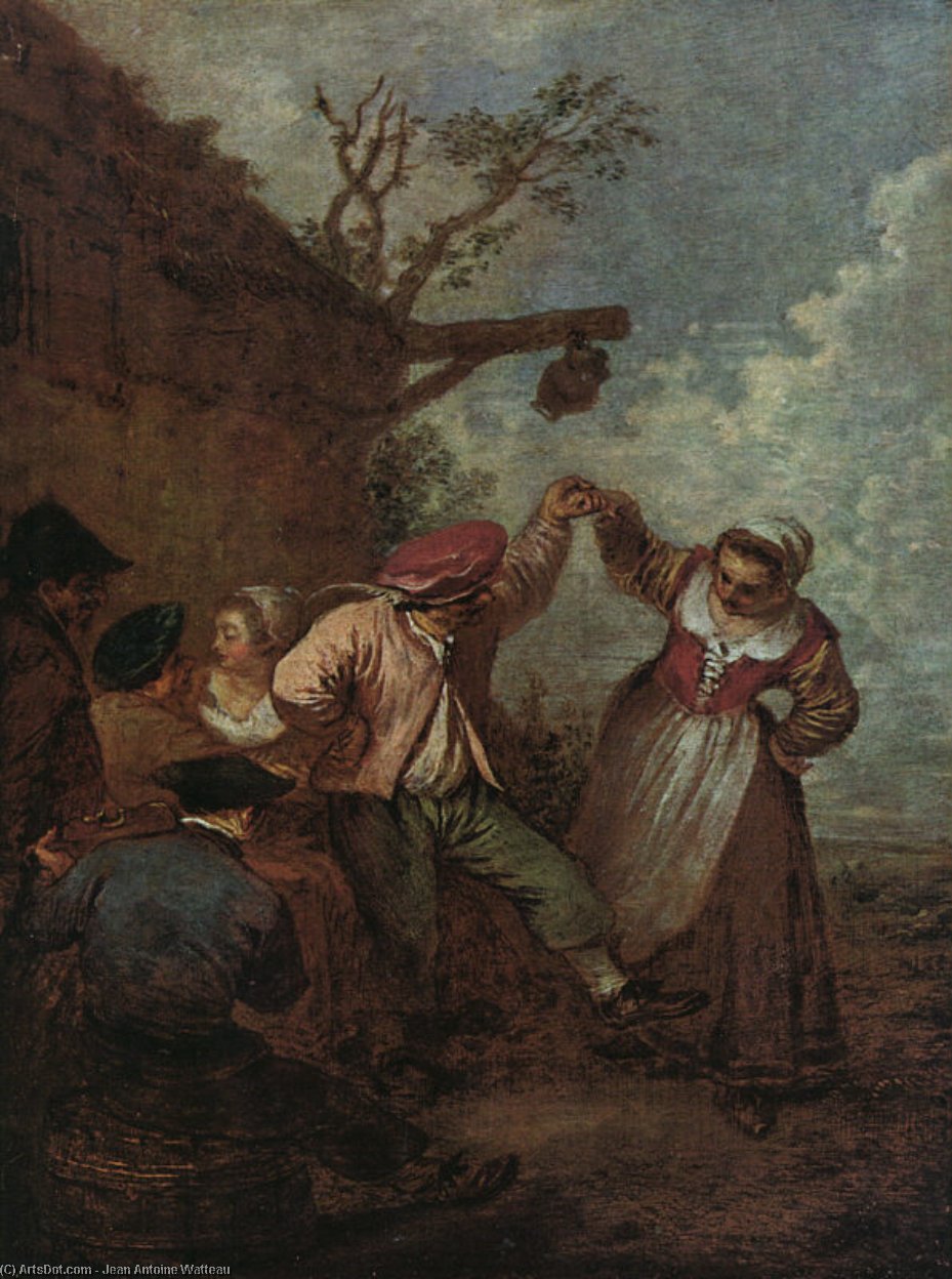 WikiOO.org - Encyclopedia of Fine Arts - Festés, Grafika Jean Antoine Watteau - Peasant Dance