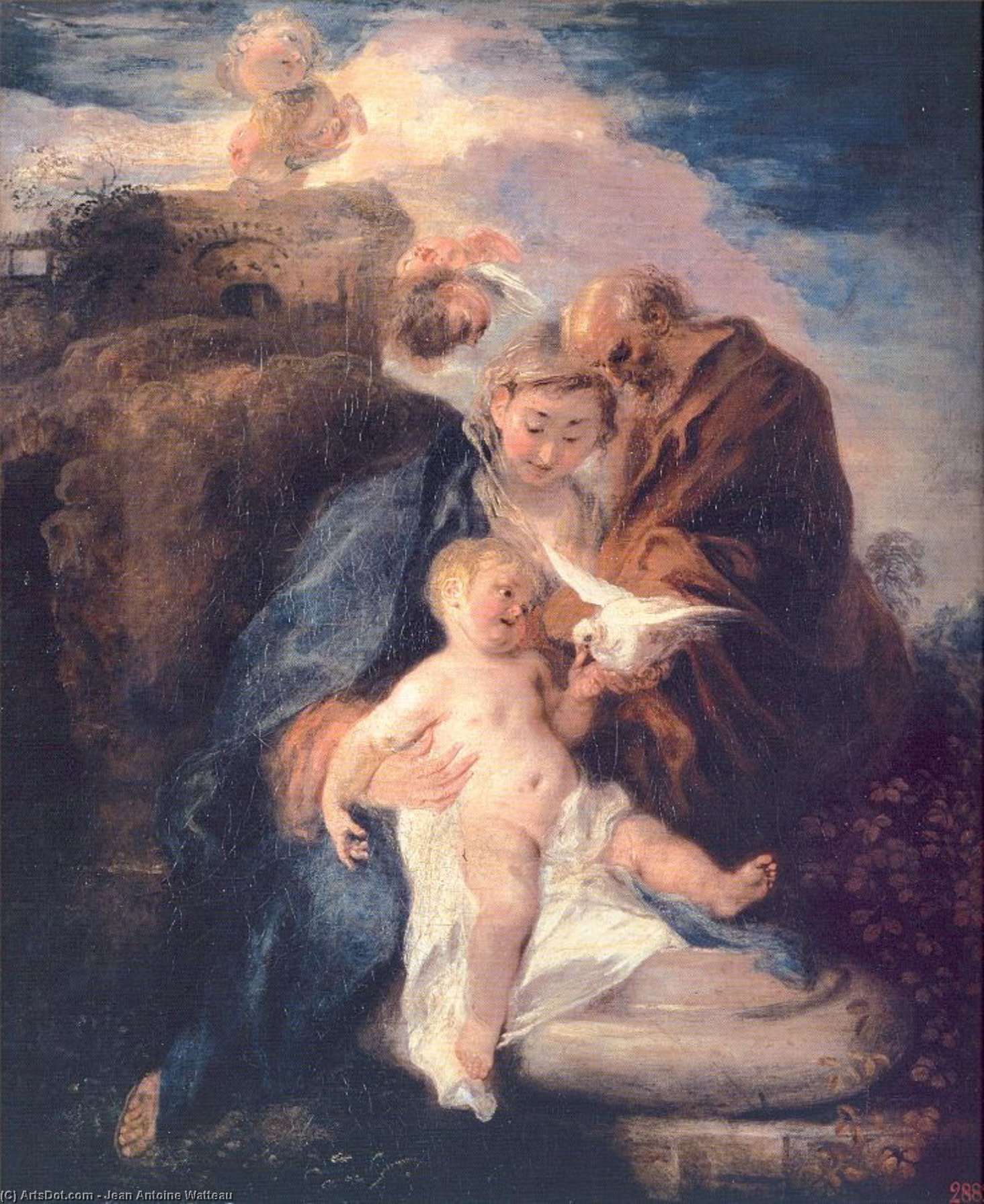 Wikioo.org - The Encyclopedia of Fine Arts - Painting, Artwork by Jean Antoine Watteau - Rest on the Flight into Egypt