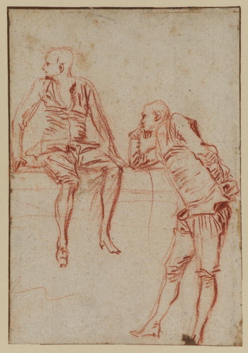 Wikioo.org - The Encyclopedia of Fine Arts - Painting, Artwork by Jean Antoine Watteau - Sheet of studies with two comedians